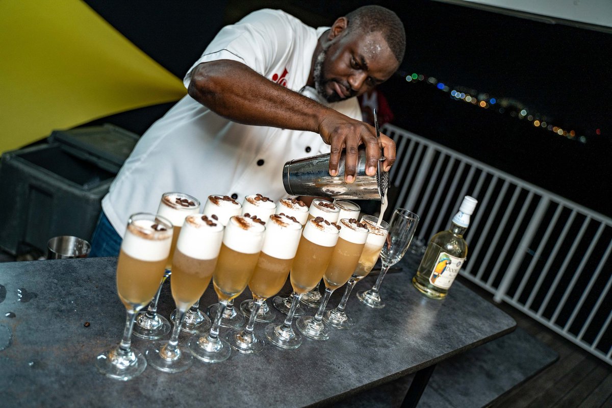 "Tear De Bark Offa You"

Foursquare Spice Rum, Wyndhams Cane Dog Coffee Infused Mauby Bark Syrup, Coconut Water and Cocoa Bitters. Accentuated with Ground Spices and Coffee Beans