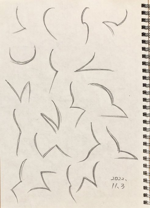 今日はほんとに線だけ。ラインオブアクションの描き方よく分かんないけどとりあえず。また今度ちゃんと調べる。
太い鉛筆が欲しくなるのわかった… これはデジタルの方がいい感じの線が引けるのかもしれない。
でも流れとか力のかかり方とか見つけるの面白いかも。
 #ゆるジェスドロ部 