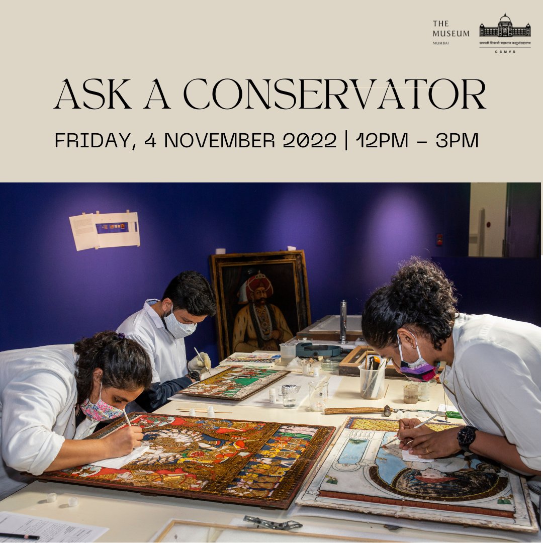 CSMVSmumbai's tweet photo. Are you ready with your questions?
#AskAConservator #AskAConservatorDay2022 #csmvs #csmvs100 #museumartconservationcentre #csmvsmacc https://t.co/GRiRUjm06Q
