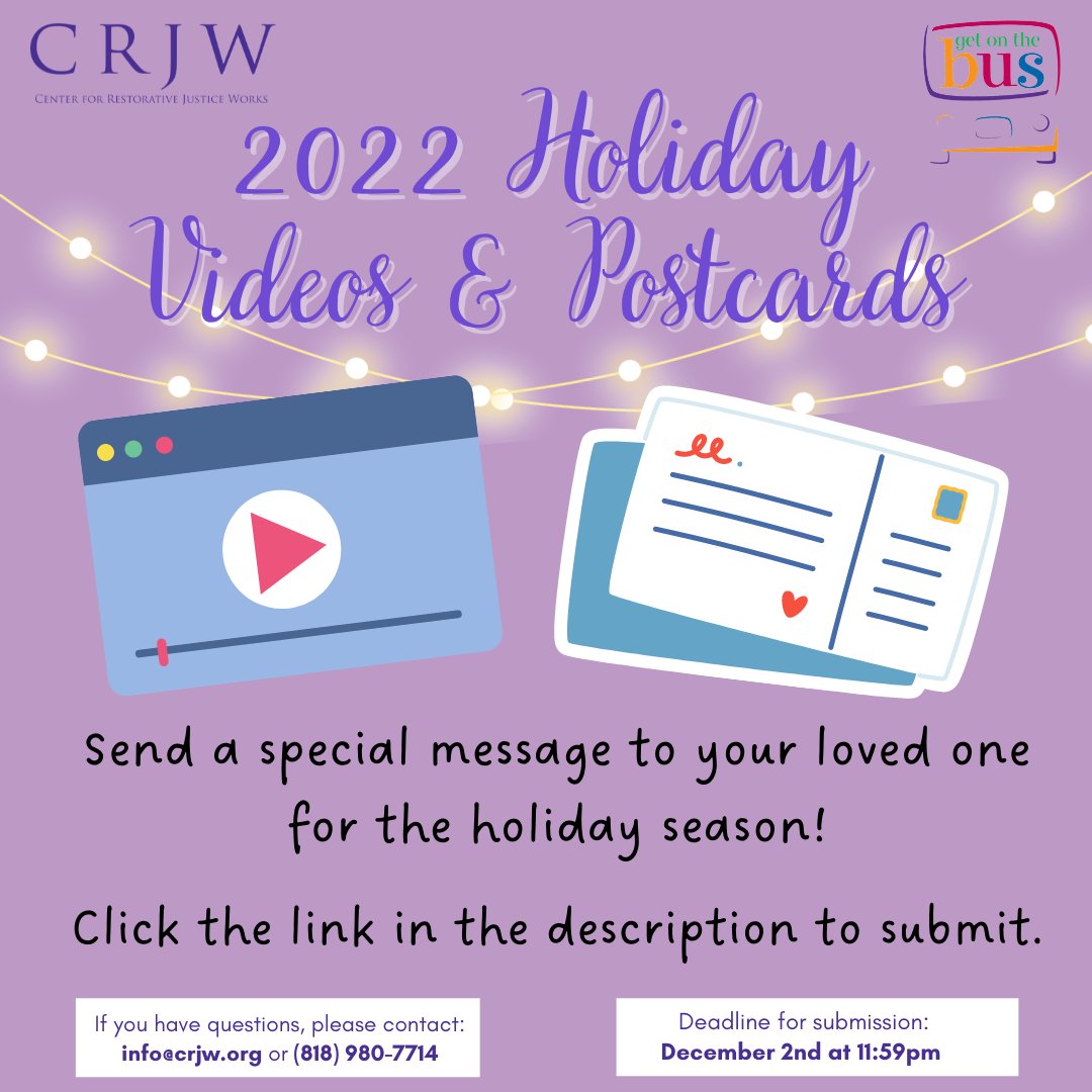 Share a bit of the end of the year joy with your incarcerated loved one! Follow the link to learn more: linktr.ee/Crjw