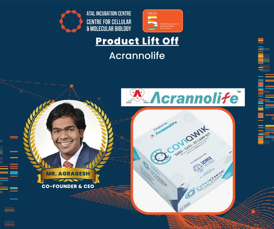 <a href="/acrannolife/">Acrannolife Genomics</a> incubated at <a href="/AIC_CCMB/">AIC-CCMB</a> was recognised for their efforts to develop and make a market-ready #product.

We wish them more #success in the #future .