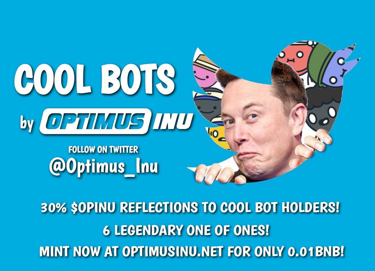 Irvings31075139's tweet photo. @NFTwallet_ Come look at #CoolBot great price at 0.01 BNB to mint plus holders get reflections of $OPINU @Optimus_Inu plus they are super cute 🥰🥰 #OptimusInu #Optimus #CoolCats 🤖🦾💚🍀 https://t.co/DobyDSNShY