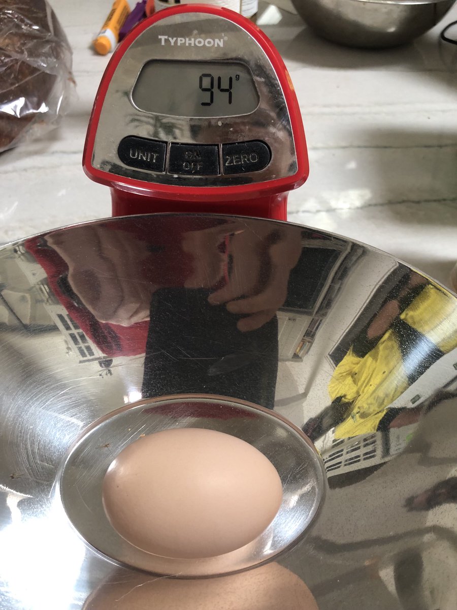 Our chook, Blanche, has laid a 94 gram egg. We feel very proud ☺️