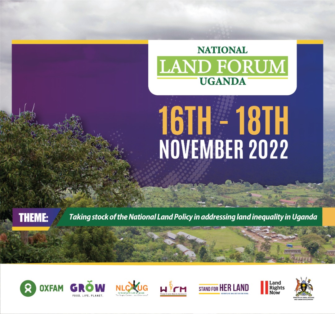 Oxfam Uganda <a href="/OxfaminUganda/">Oxfam in Uganda</a> in partnership with other land actors like <a href="/nlcuganda/">nlcuganda</a> are organizing a National Land Forum from 16th to 18th-11-2022. We shall discuss land governance issues <a href="/EmqltK/">UgandanGal</a> <a href="/GovUganda/">Government of Uganda</a> <a href="/GCICUganda/">Government Citizen Interaction Centre</a> <a href="/kobsdoreen/">Dr. Kobusingye Doreen</a> <a href="/landcoalition/">Land Coalition</a> <a href="/UplMf/">Uganda Parliamentarians Land Management Forum</a> <a href="/JIMMYOCHOM/">Jimmy K. Ochom</a>  <a href="/ILCAfrique/">ILCAfrica</a>