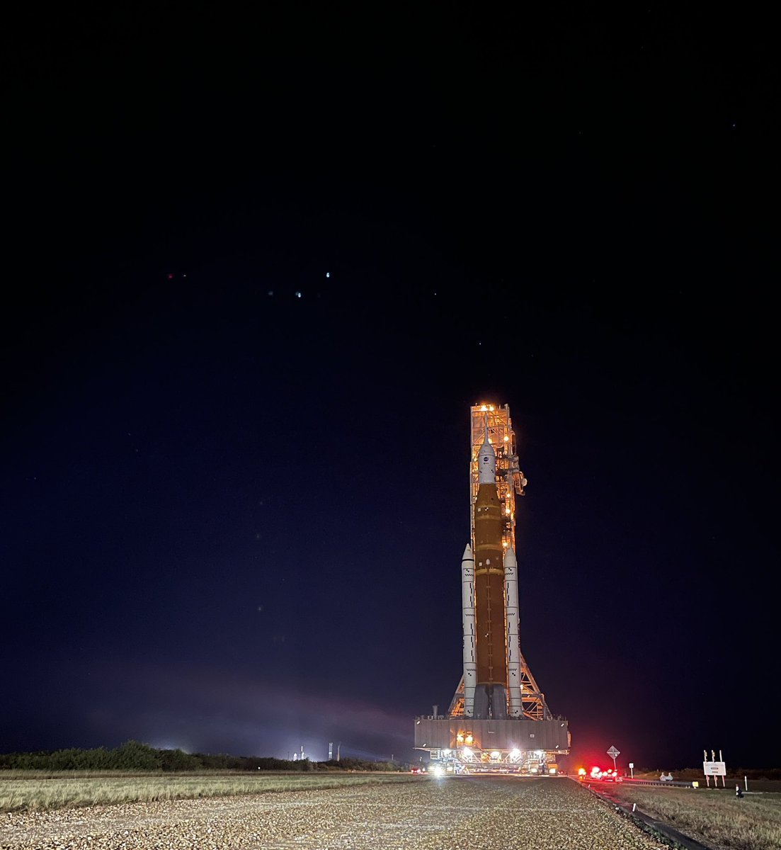 Over the next several hours <a href="/NASA_SLS/">ARCHIVED: NASA_SLS</a>  and <a href="/NASA_Orion/">Orion Spacecraft</a> will travel 4 miles to their destination at Pad 39B where preparations will continue ahead of our next targeted launch attempt of #Artemis I which is planned for no earlier than Nov. 14