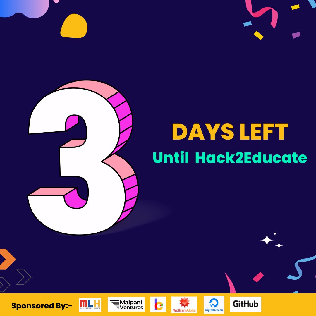 Hack2Educate's tweet photo. Only 3 days until Hack2Educate?! 🤯
Visit https://t.co/w9AoukMCPk for more info.
#hack2educate #hackathon #hackthenorth #hacktheindia #stem #tech
@Beyondexams_ https://t.co/pnRu83DQqg
