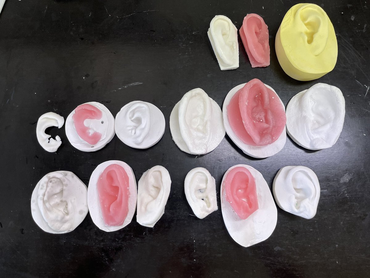 Happy Friday! A big prep week for FIFO Syd clinics. 🙏 the 3D printer could help create ear prototypes for this cluster of future prostheses. Reminded again just how individual every ear is. This process means the pros is more anatomically accurate, and can work on more at once