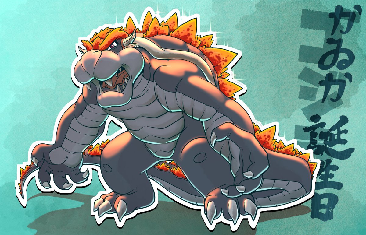Art I did for my son's bday.  He's a Godzilla and a Bowzer nut