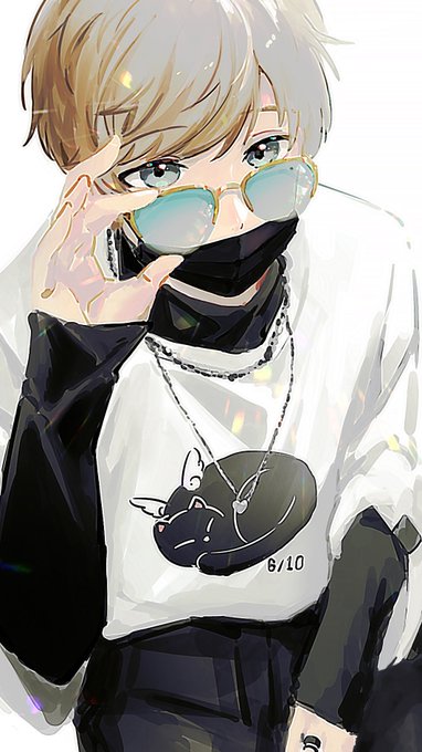 「adjusting eyewear black shirt」 illustration images(Latest)｜5pages