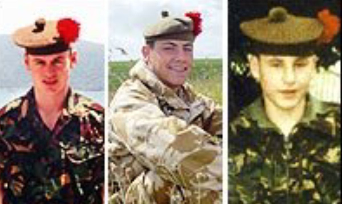 Remembering these brave men from 1st Battalion, The Black Watch, killed on this day in 2004 by a suicide bomber near Fallujah, Iraq 

Sergeant Stuart Gray, aged 31, Dunfermline 
Private Paul Lowe, aged 19, Kelty
Private Scott McArdle, aged 22, Glenrothes

Lest we Forget 🏴󠁧󠁢󠁳󠁣󠁴󠁿🇬🇧