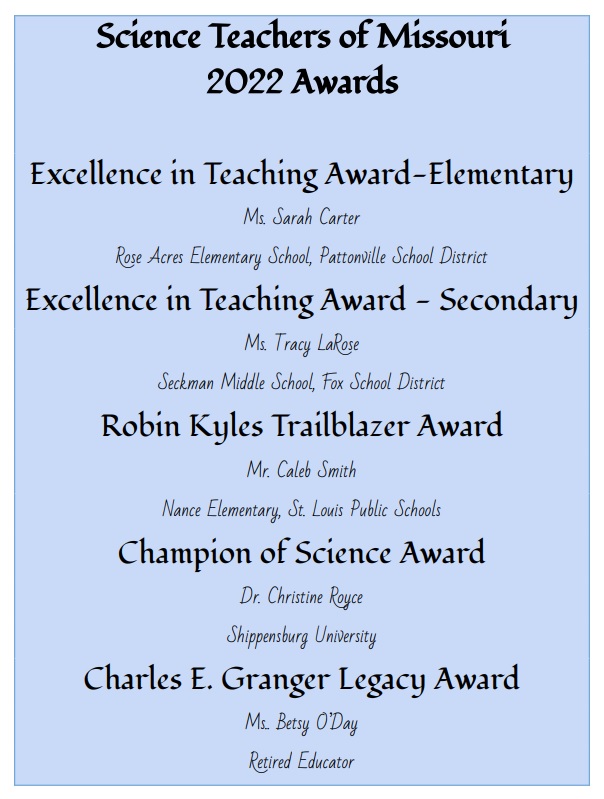 STOM is pleased to announce the 2022 award winners. Congratulations to these incredible educators.