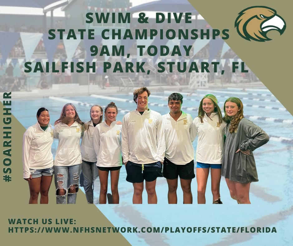FIEagleSports's tweet photo. Good luck to the Swim and Dive team today down in Stuart for the State Championship Meet! Bring it back!! #SoarHigher #swimfaster #divestrong https://t.co/BHNqVG6PmU