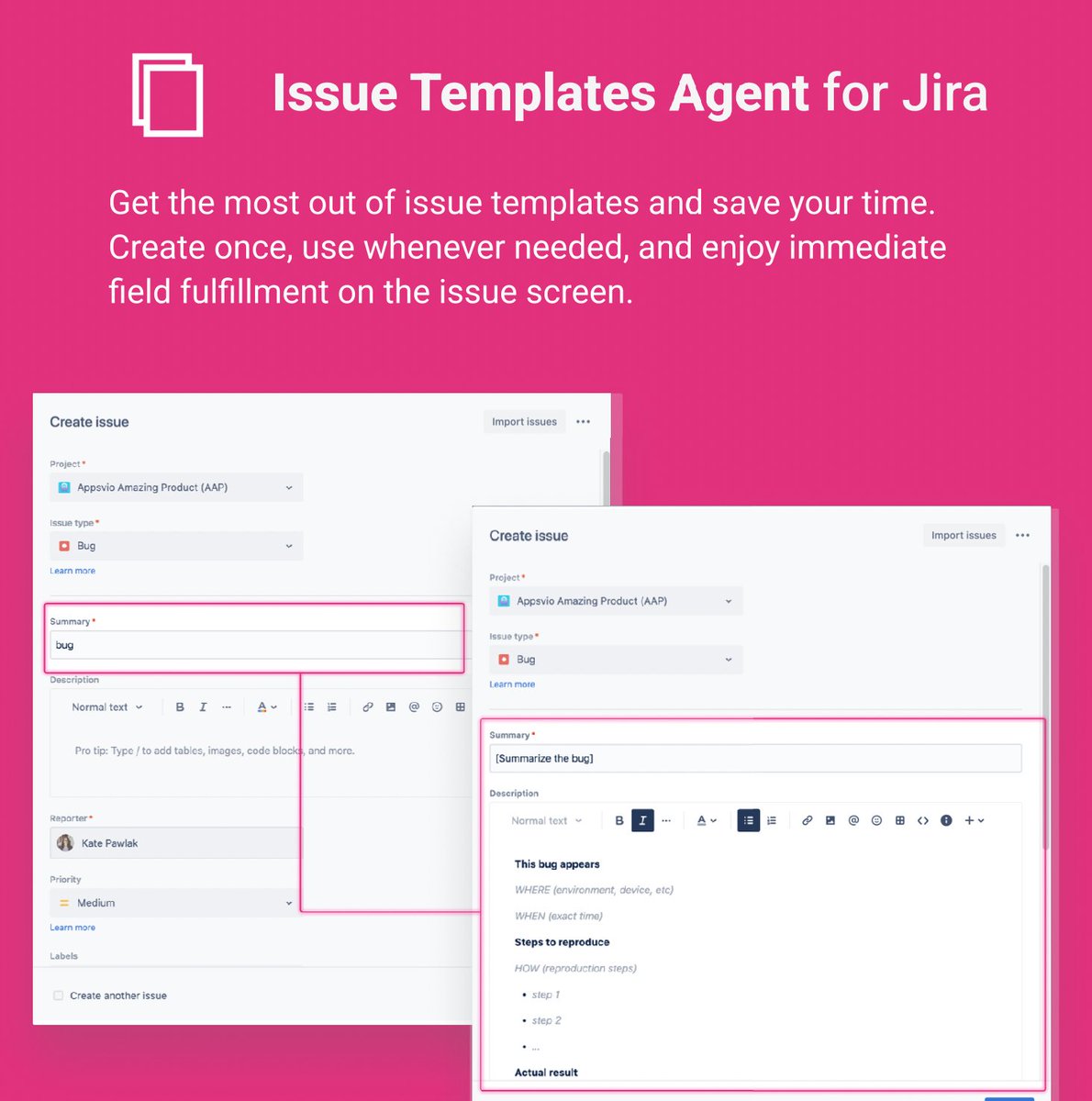 appsvio_team's tweet image. #Codegeist2022
🦸🏻 Our no 1 hero:
Issue Templates Agent for Jira – your best friend when creating repetitive issues.
bit.ly/issue_template…
It's our September hackathon baby 😊 Read the submission and give us some love there! 🔗bit.ly/3DDjnro