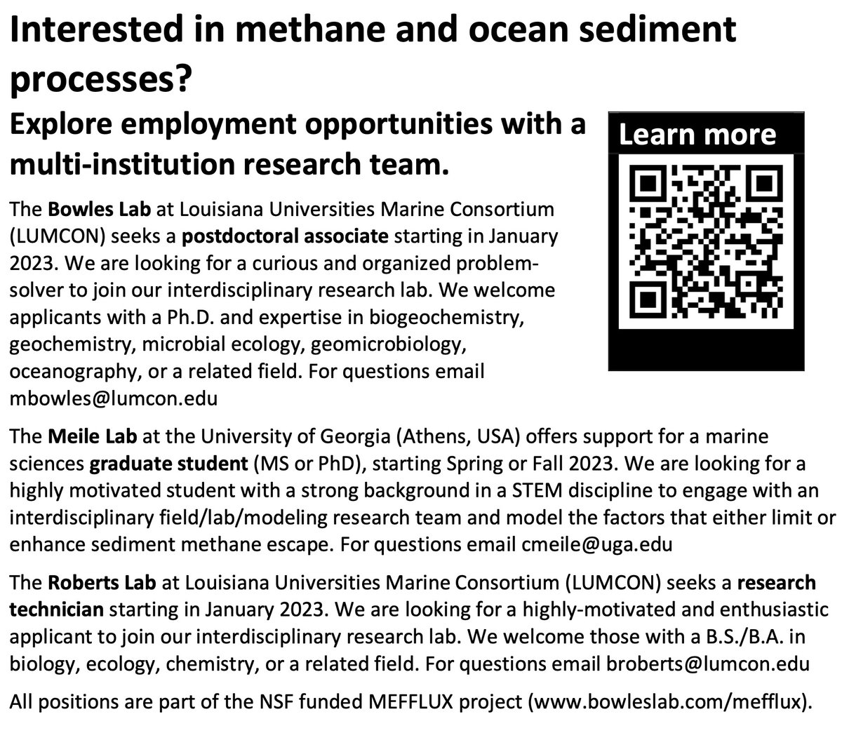 AquaGeoMicroBio's tweet image. Looking for a job? Come join us to play with mud! Postdoc, grad student, and technician openings.