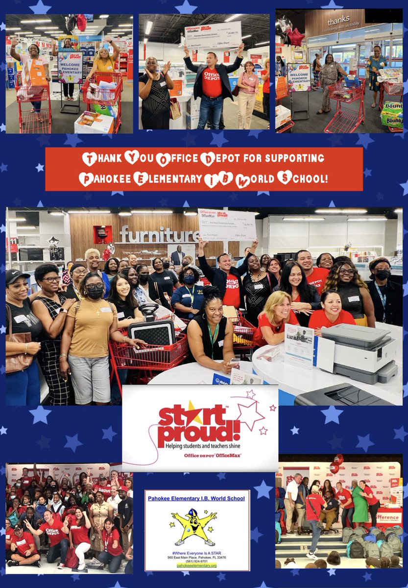PahokeeELibrary's tweet image. Thank You to @officedepot START PROUD! program for donating over $25K to the teachers @PahokeeEL_Stars
#DepotDifference #EFPBC #GladesRegion #pbcs