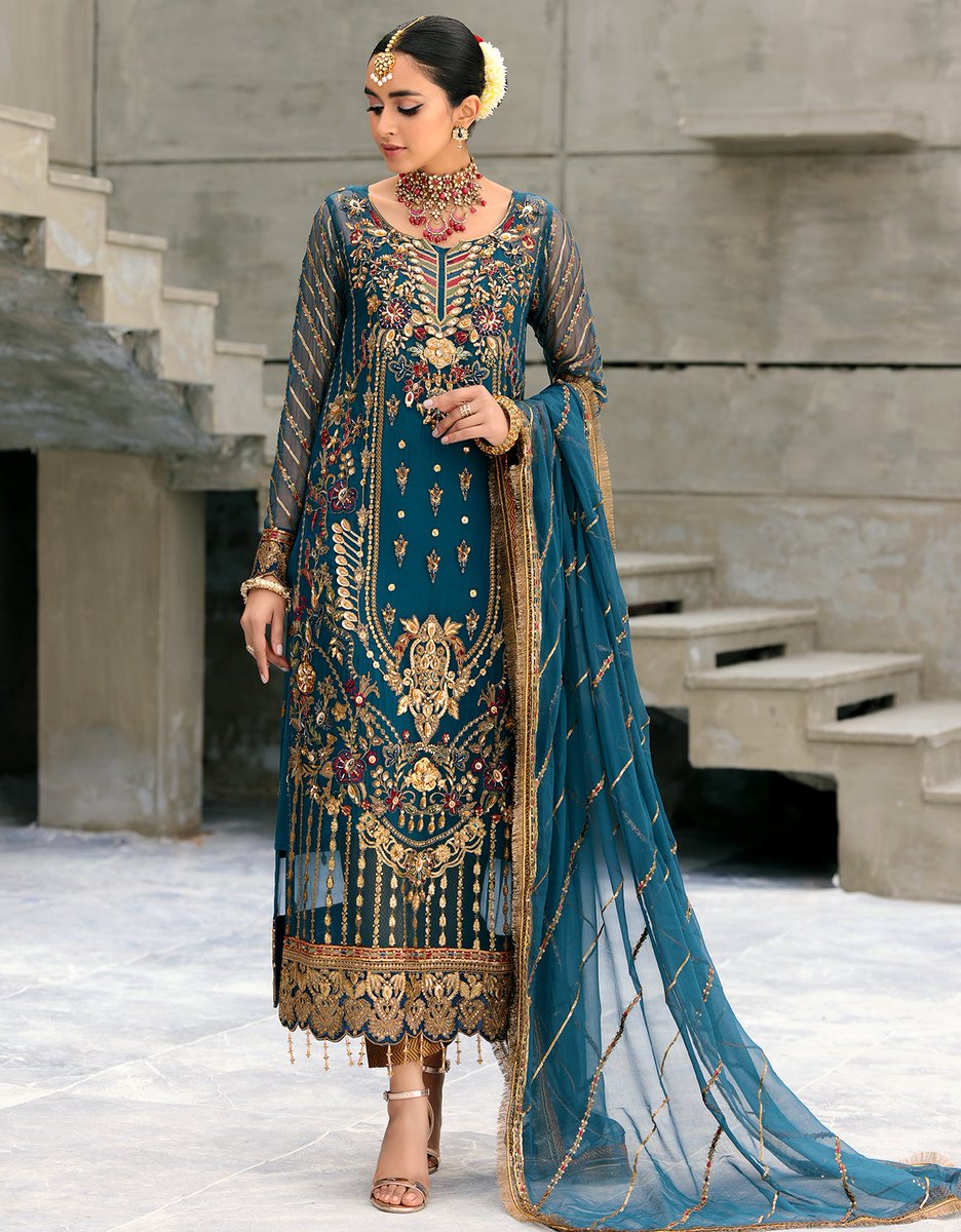 Suit Peacock MW-110
10500RS
 Chiffon Embroidered Hand-made Front.
Chiffon Embroidered back.
Chiffon Embroidered Sleeves.
Chiffon Embroidered Dupatta.
Organza Embroidered Front and back border.
Organza Embroidered Sleeves border.
Raw silk Embroidered Front, back, and Sleeves l... https://t.co/cDq8dkj4PE