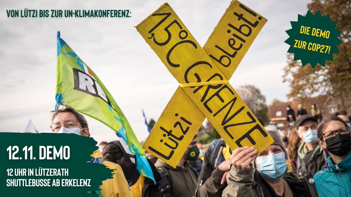 AlleDoerfer's tweet photo. Kommt am 12.11 zur großen Bündnis-Demo nach Lützerath! 💛✊ Parallel zur #COP27 zeigen wir, wo Deutschlands Verantwortung liegt: die Kohle muss hier im Boden bleiben! #LütziBleibt! 
👉 Alle Infos: https://t.co/bdNPl7Ax5o https://t.co/iB8trq8QzV