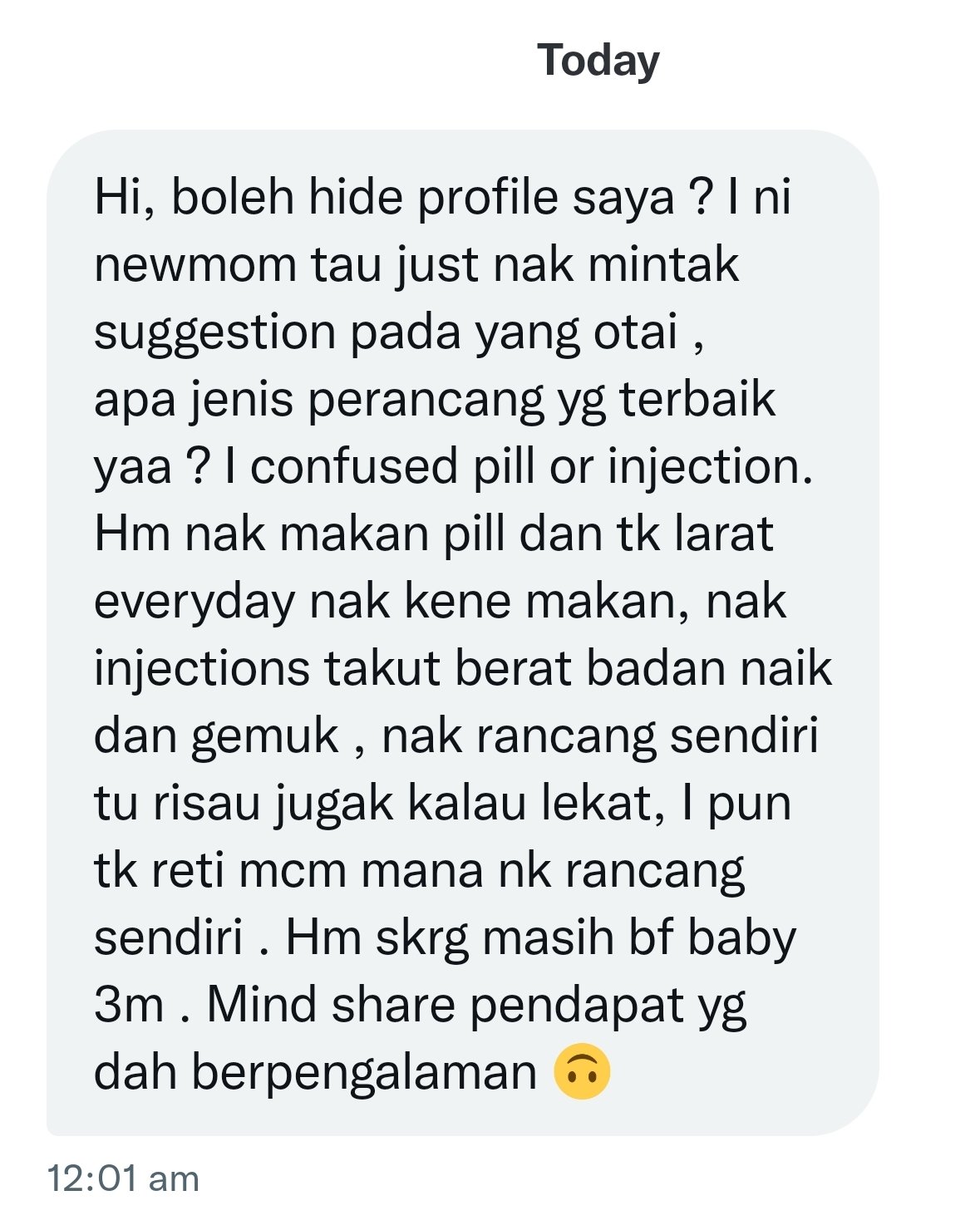 Emosi on Twitter "Mommies tolong suggest, apa perancang keluarga