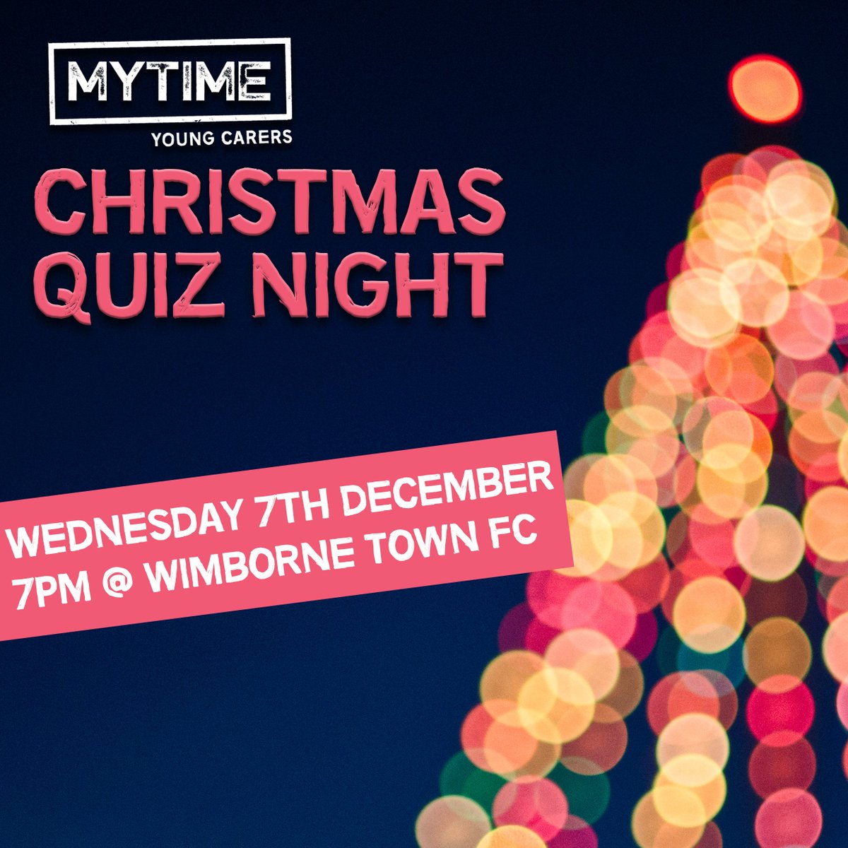 Merry Quizmas to you as we host the MYTIME Christmas Quiz on Wednesday 7th December at Wimborne Town FC with a 7pm start. 

Test out your knowledge for a good cause! Battle as a team of 4, while raising money to support #youngcarers across #Dorset: eventbrite.co.uk/e/mytime-chris…