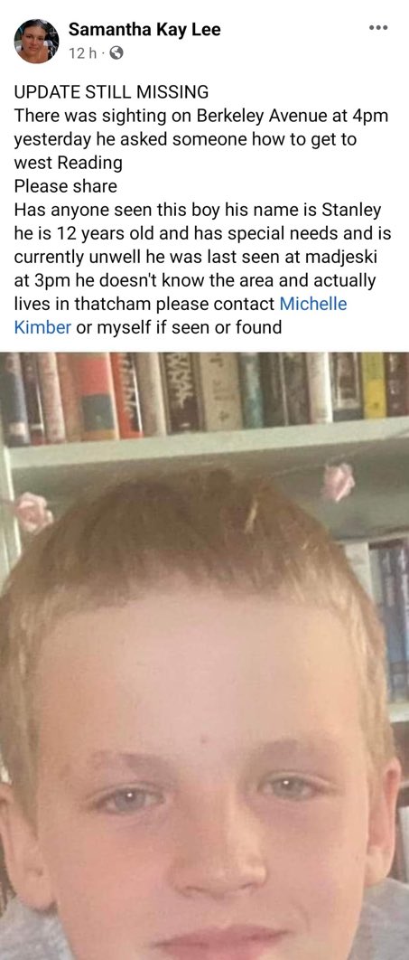 news_rdg's tweet image. MISSING 12 year old with special needs who is poorly, went missing from #RDGUK, lives in Thatcham but could be anywhere! Please share!

#MissingChildUK #ReadingBerks #Berkshire #WestBerkshire #Thatcham #Hungerford #Newbury #ReadingTown

@berkshire_live @rdgchronicle please share.