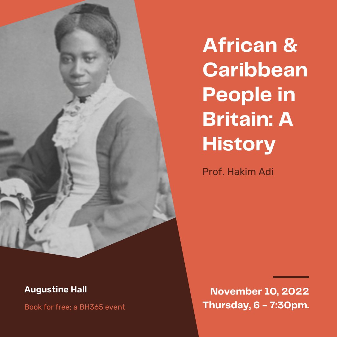 Tomorrow Professor Hakim Adi will be running a lecture on African and Caribbean People in Britain as part of BH365. 

If you're interested in coming along, book a free ticket online: canterbury.ac.uk/arts-and-cultu…

#bh365 #blackhistory #cccu
