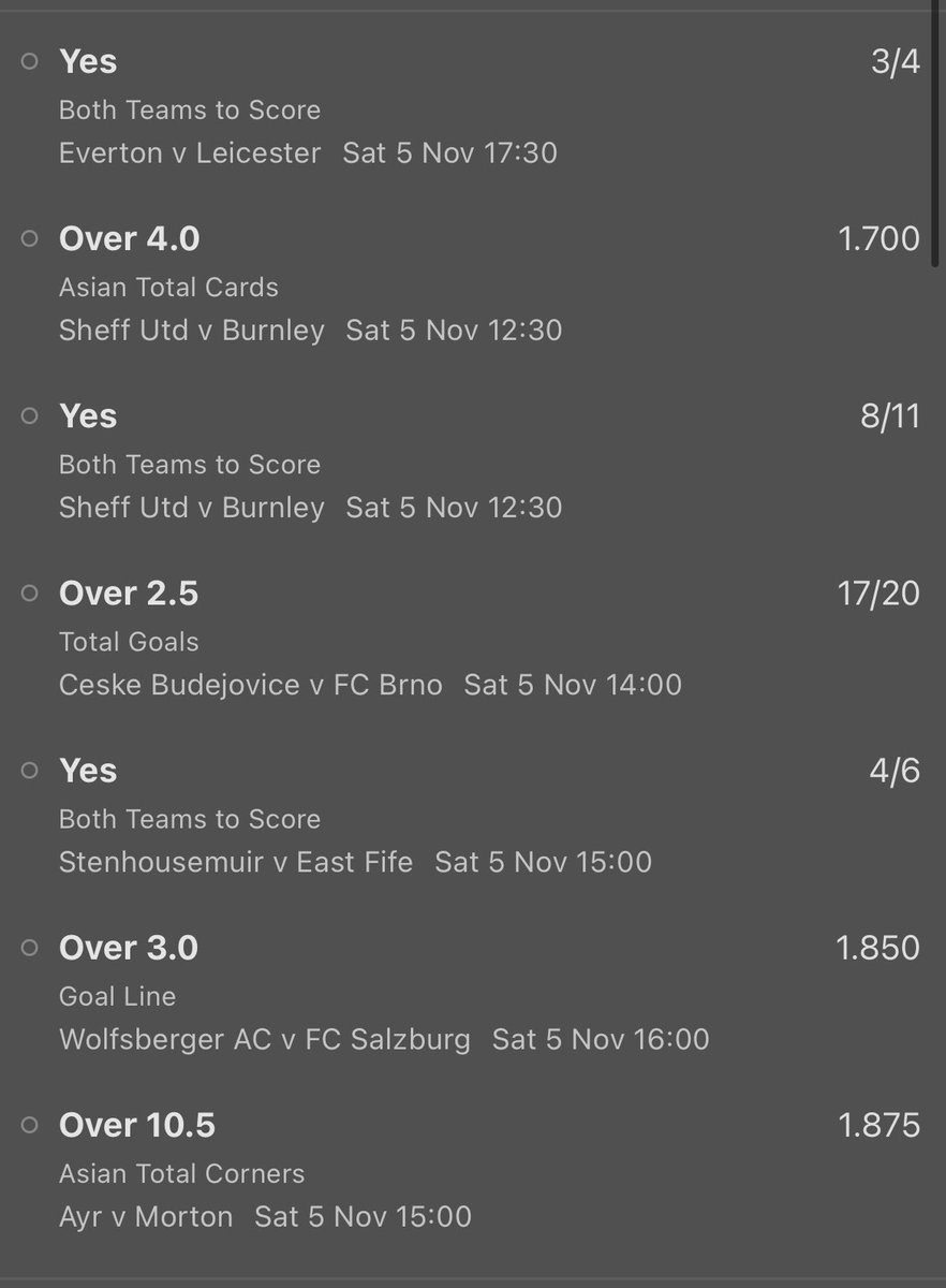 🚨 54/1 Saturday Accumulator 

Add straight to your slip in 1 click...

Here 👉🏼 bit.ly/3h0lhL4

7 picks all explained &amp; researched in the tweet below. Please read first to decide if you'd like to join in or not 👇🏼 

18+ gambleresponsibly #ad ts &amp; cs apply