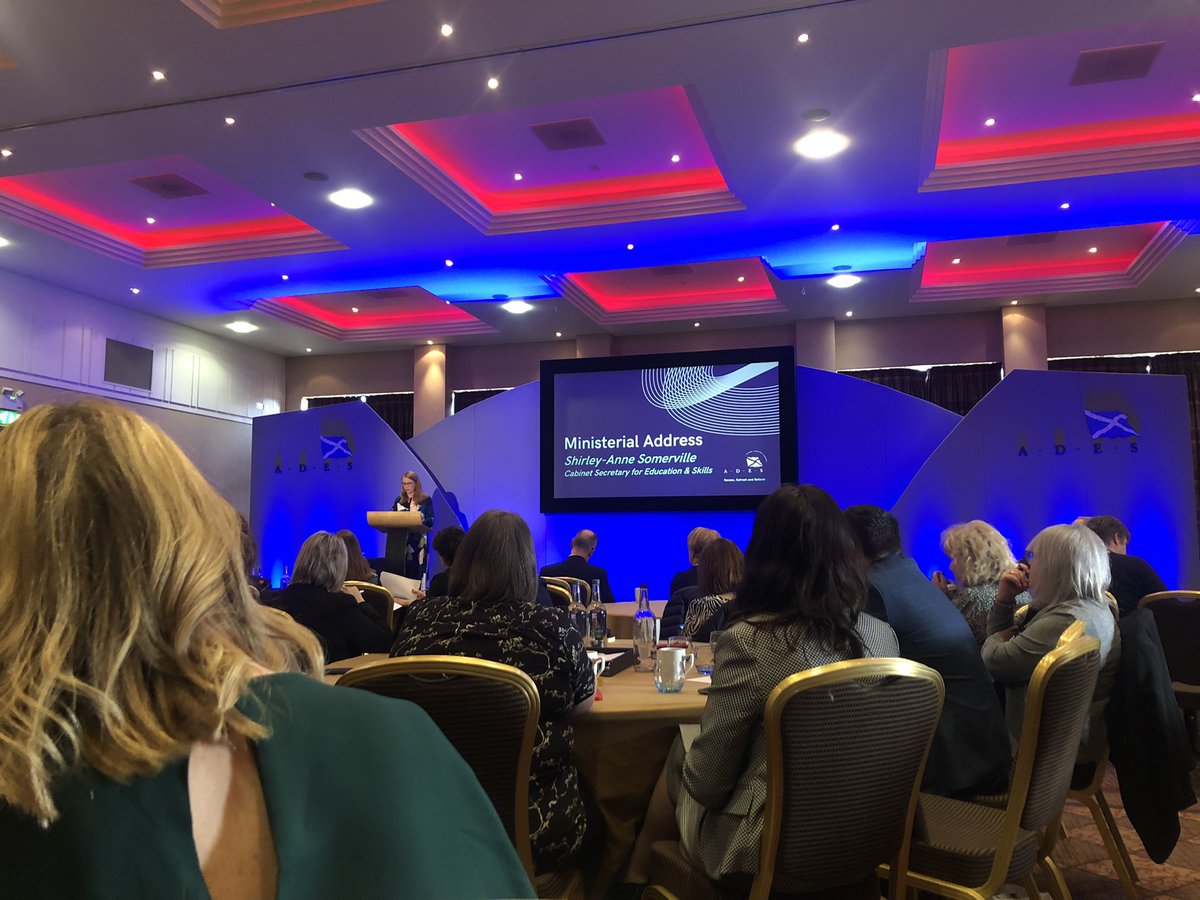 Jane_Arthur_'s tweet photo. A busy and full morning @ADEScotland review reform refresh conference hearing from @GLoganEd @C_Hicks77 and @S_A_Somerville #educationreform #challenges #impactofpoverty #uncertainty #collaboration @EdISGlasgow @Doug_GCC #ADES22 https://t.co/H7vgLgsDYV