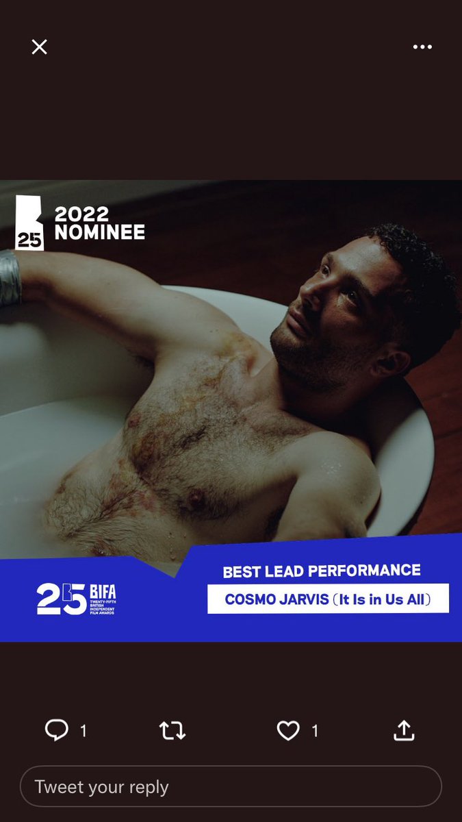 Thank you <a href="/BIFA_film/">BIFA</a> !! Lead performance nomination #cosmojarvis for my debut #itisinusall !!