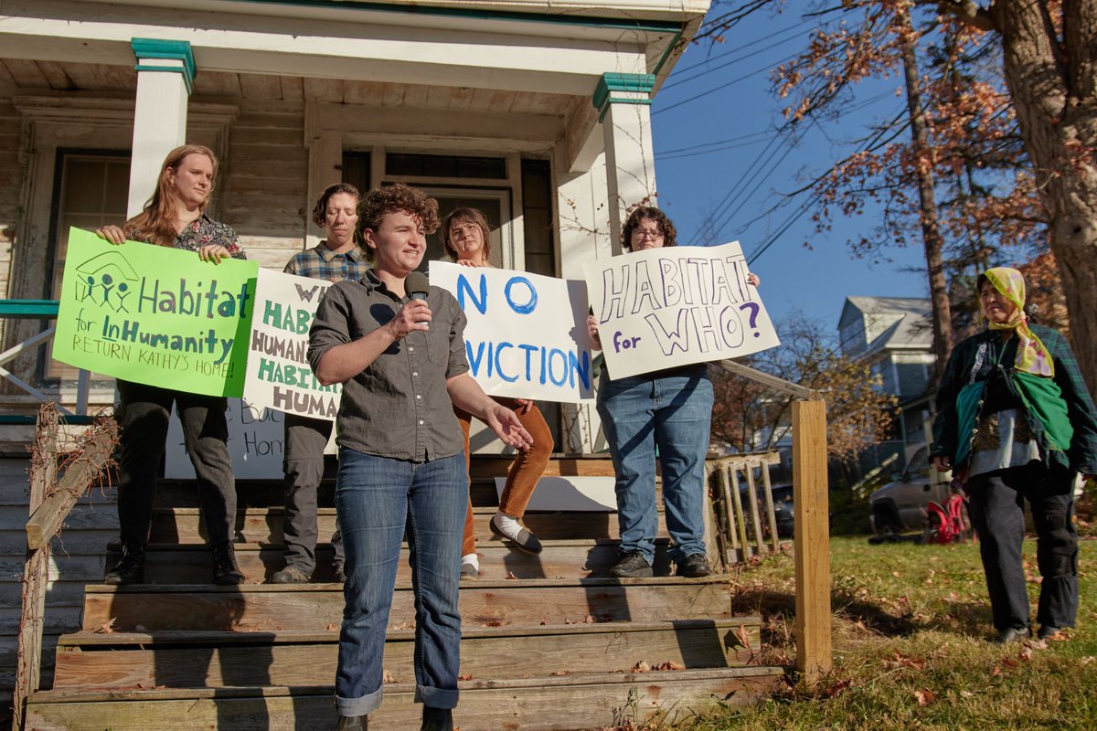 ithacaTU's tweet photo. Yesterday, it was determined in court that we no longer had a "valid defense" against eviction. However, it was also determined that more time should be given for the community to fundraise. Help reach our goal - and secure Kathy’s home for good. #twithaca https://t.co/6rgHugOBCA https://t.co/bDnvaUm5On
