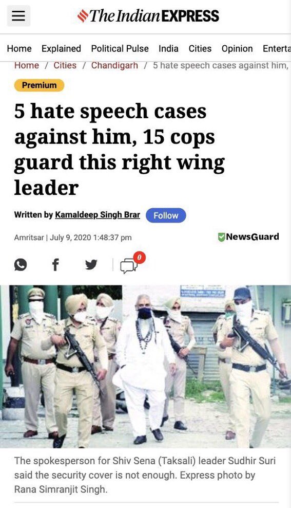 humanitifirst's tweet photo. “Suri was a vile Hindu fascist who called for Hindu nationalists  to kill Sikhs and commit sexual violence against against Sikh women. Suri was given police protection, so his death naturally comes as good news to those opposed to Hindu fascism.” https://t.co/e4vVo8MXCC
