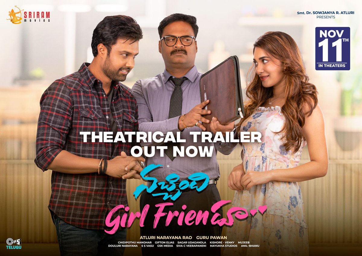 IamEluruSreenu's tweet photo. Love, Murder &amp; Mystery

Here's the Engaging Trailer of #NachhindiGirlFriendu 
- https://t.co/6KfSoc2Rzw

Launched by Victory @VenkyMama garu

#NGFfromNov11th

@UsUday19 @Jeniferemmanu11 #MadhuNandan @iamdinosaar @GuruDepuru @GiftonElias @AtluriNRao #GiriKoduri @tipsmusicsouth https://t.co/Epf8pzSCua