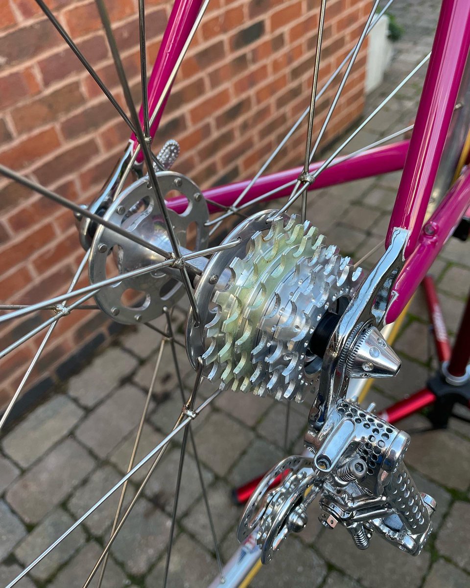 TheCampagKid's tweet image. Next part - the drillium RD, freewheel and QR. Started to look very period ‘70s tt. 😊