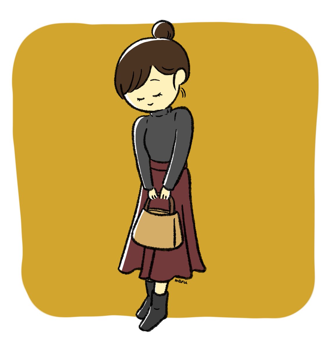 1girl solo skirt closed eyes single hair bun hair bun brown hair  illustration images