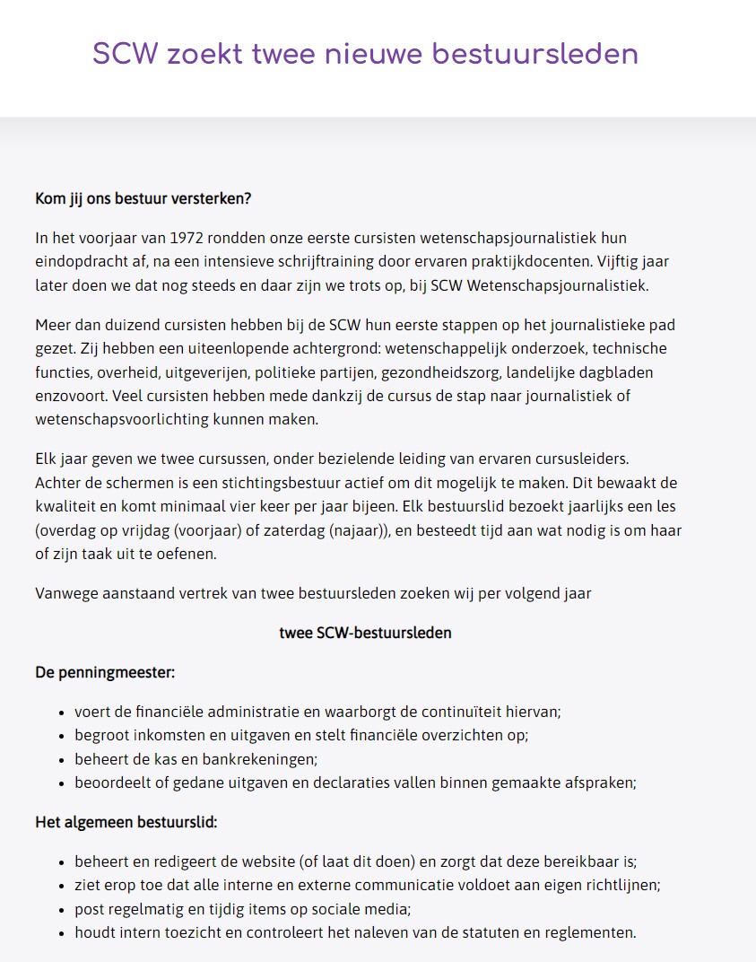 Kom jij ons bestuur versterken? wetenschapsjournalistiek.nl/scw-zoekt-twee…
