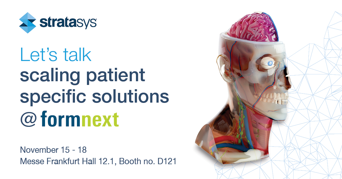 Visit our booth D121 in hall 12.1 at this years @formnext_expo and let's talk #healthcare! Find out how to scale patient-specific solutions with the most realistic anatomical models available. okt.to/trSgJ6 #Letstalkmanufacturing #Dental #Medical #formnext