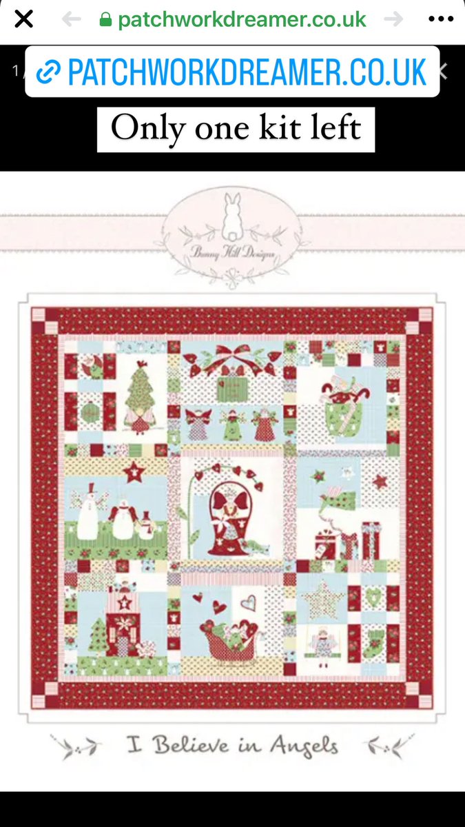 PatchworkDream's tweet photo. Only one quilt kit left of #bunnyhilldesigns I believe in angels quilt kit. https://t.co/ydR0dgAo6L https://t.co/U9UwnAjcFw