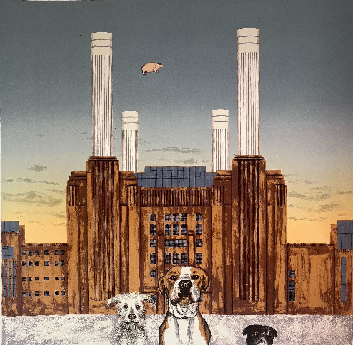 Wes Anderson’s dog - Battersea Power Station screenprint is currently on display with @EamesFineArt at the @WoolwichCPF #woolwichcontemporaryprintfair