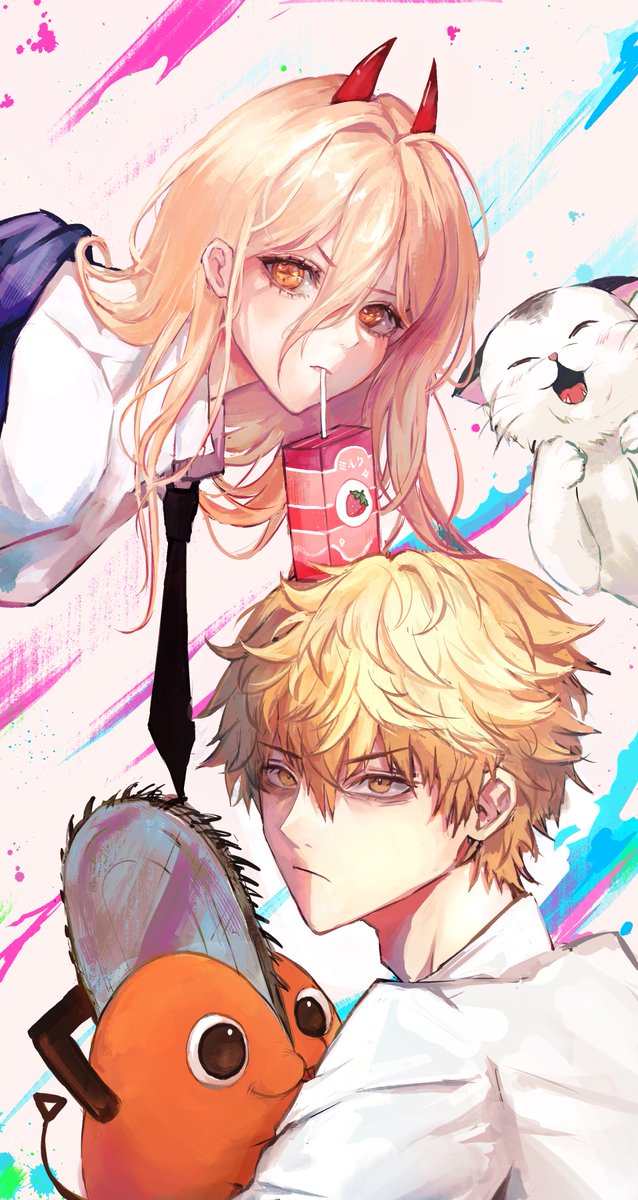 skye_lix's tweet image. power meowy denji pochita ~
