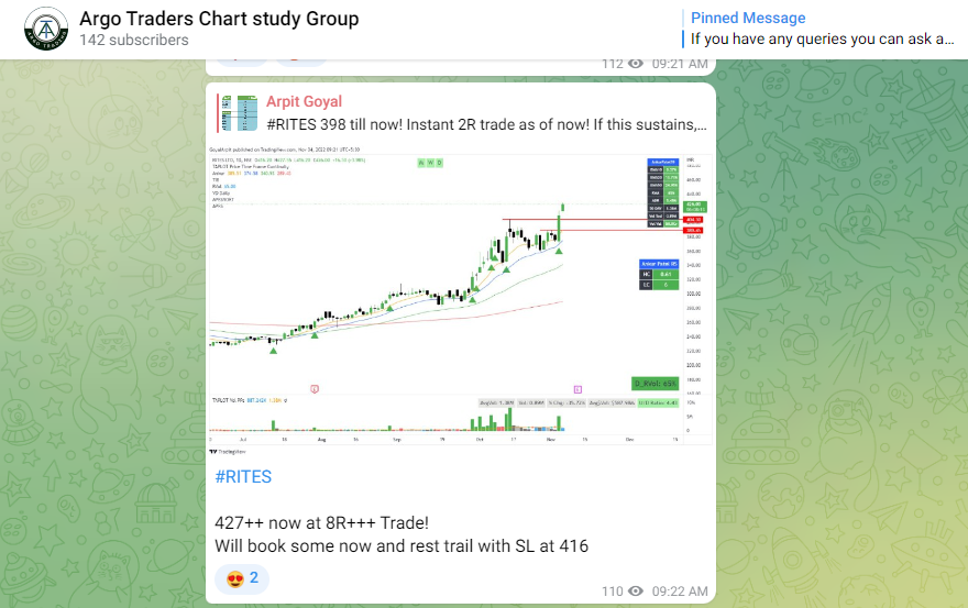 Arpit1223's tweet photo. #RITES 

That's where you exit played important role😀
@Argo_Trading members now knows how to trail SL😉 https://t.co/P56Gu8H5kr
