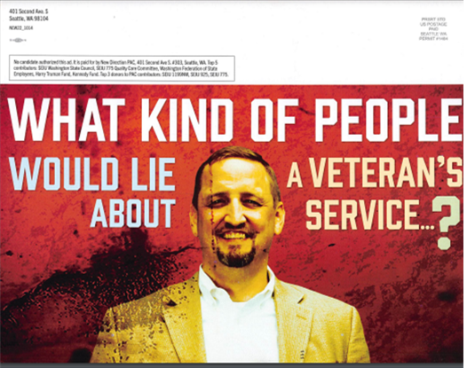 thehoffather's tweet photo. Doubling down on stolen valor:

After candidate Clyde Shavers (D) was outed by his father for lying about his military record, being a lawyer &amp; his background, a Dem PAC sent mailers accusing GOP of lying "about a veterans service"

Dems have refused to call him out for his lies https://t.co/X2qRqC8a9D