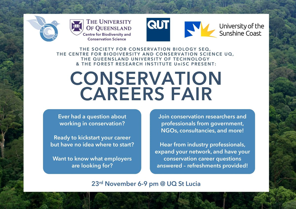 Join us for the Conservation Careers Fair 🌏 Meet conservation researchers and professionals from government, NGOs, consultancies and more! Hear from industry professionals, expand your network &amp; have your conservation career questions answered. REGISTER: buff.ly/3A6stMH