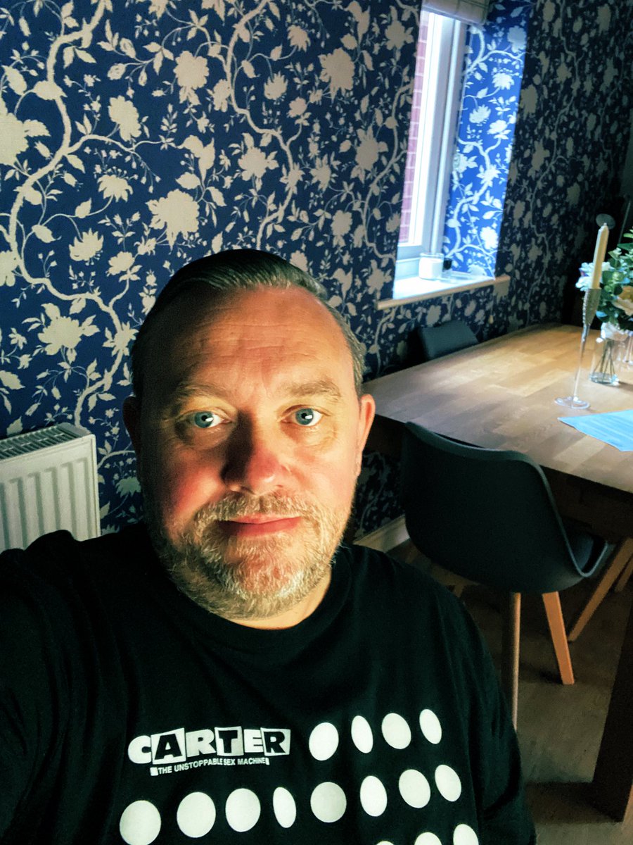 Bangers10's tweet photo. Rocking the #carterusm T-shirt for #TShirtDay on @BBC6Music - would love to hear Sheriff Fatman on the wireless today… @fruitbatUSM @mrjimBob https://t.co/fsEXn9rVyB