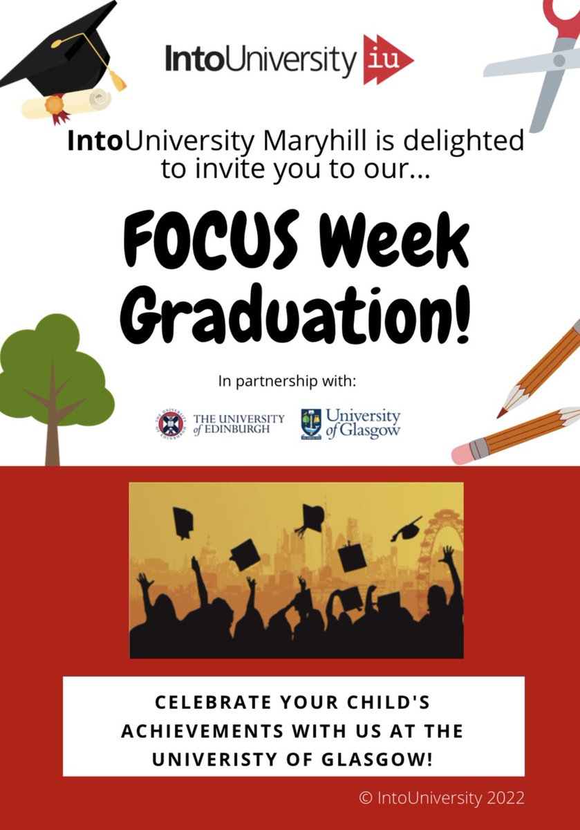 MrMcNulty3's tweet photo. The primary 6’s will be graduating from their IntoUniversity programme today at Glasgow Uni. Below is the details for any parents wishing to attend. @StBlanesGCC #IntoUniversity #Primary6 https://t.co/CZGY07PZEI
