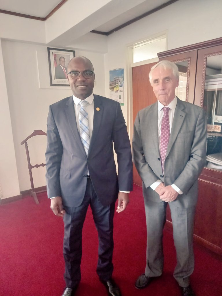 Earlier this week @IEAmbLilongwe met with Hon. @EisenhowerMkaka MP, Minister of Natural Resources and Climate Change, to discuss 🇮🇪 and 🇲🇼 participation at #COP27 and areas of common interest 🤝