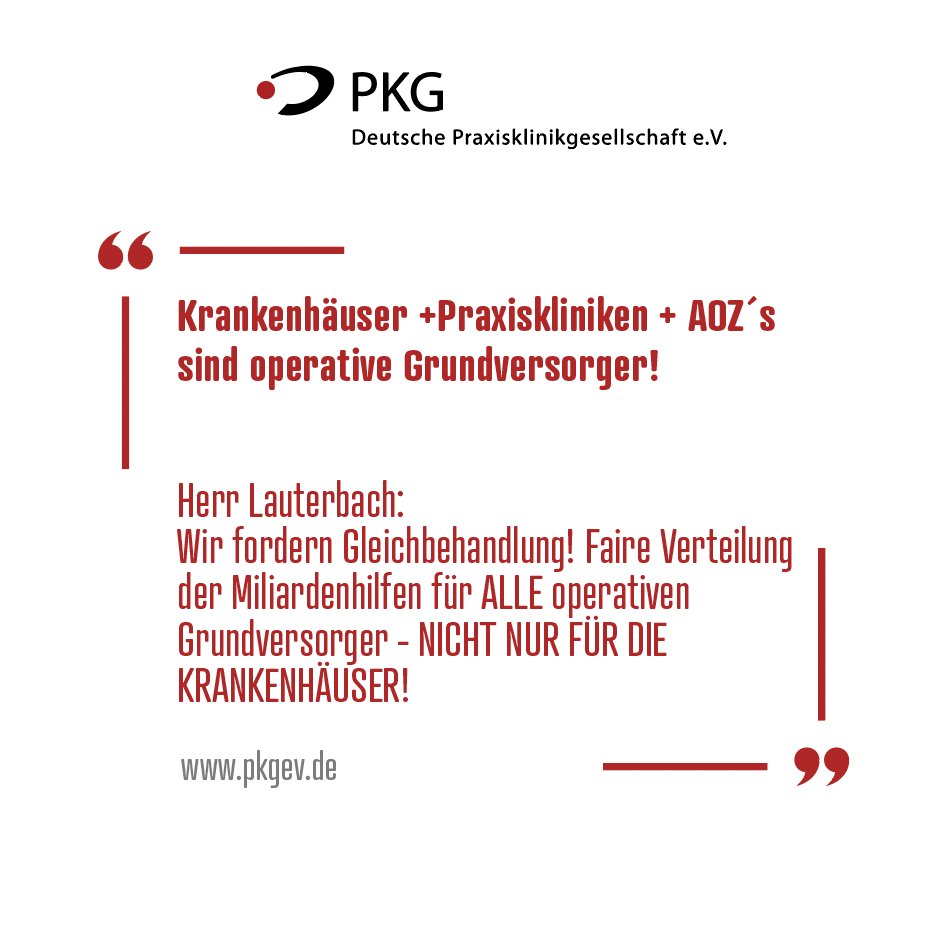 Milliarden-Inflationshilfe für Krankenhäuser.
Herr Lauterbach, was soll das? Wir, als operative Versorger, ebenso wie es die Krankenhäuser sind, fordern eine Gleichbehandlung und fordern ebenso eine faire Berücksichtigung bei der Verteilung der Inflationshilfe. 
Jetzt!