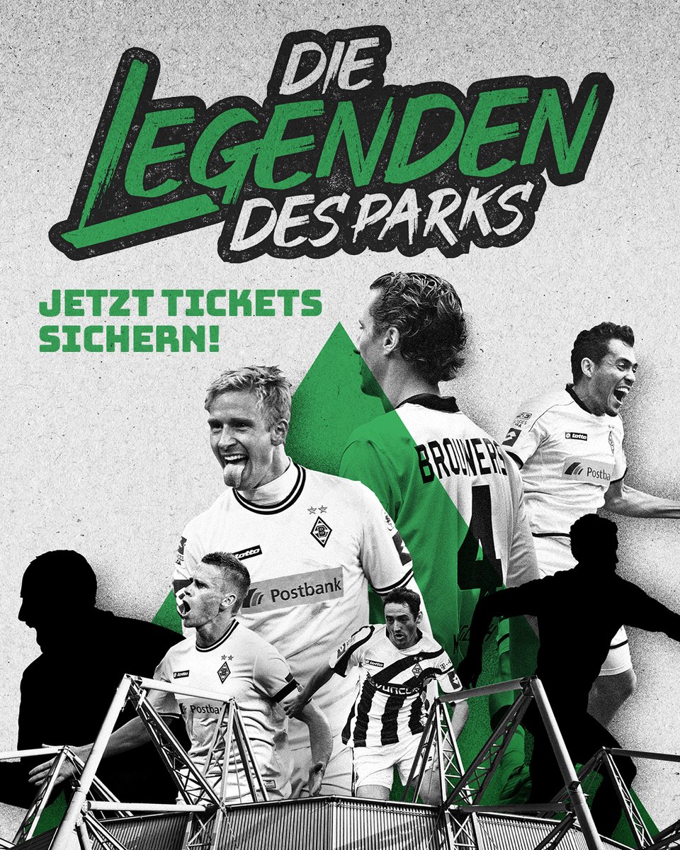 borussia's tweet photo. #Arango, #Brouwers, #Neuville, #Daems, #Hanke und viele, viele mehr sind dabei! Ihr auch? 🏟💚
Der freie Vorverkauf für das Legendenspiel ist gestartet.
👉 https://t.co/NLFH1TncOl
#LegendenDesParks https://t.co/M8sNG7TRsa