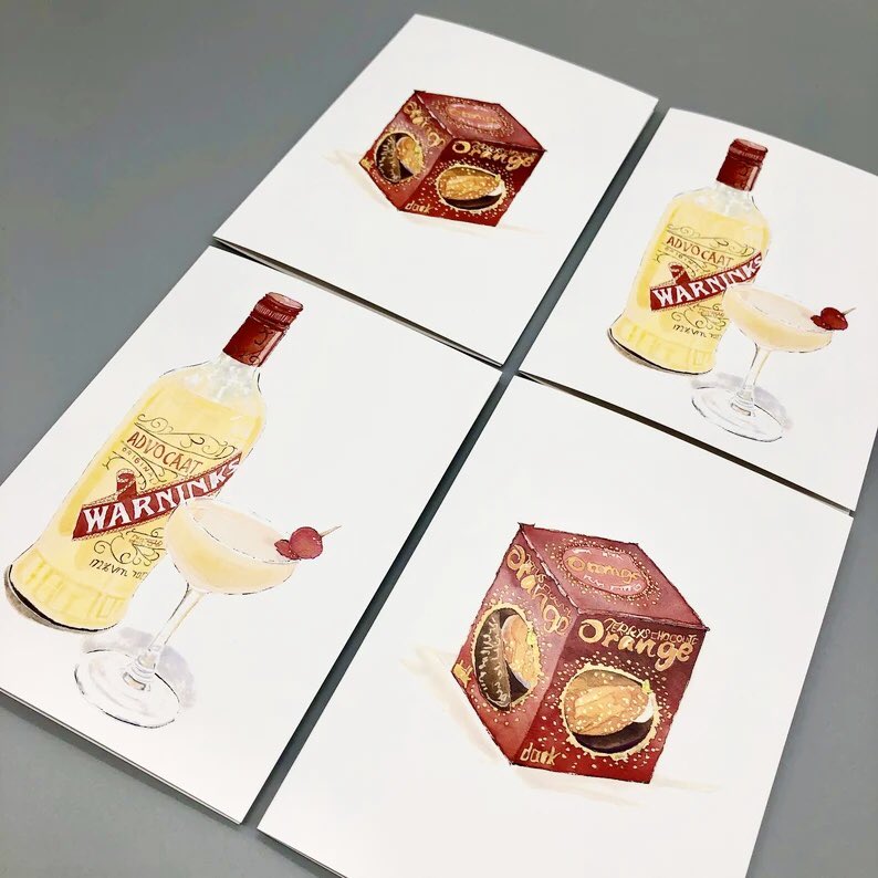 LucyclaytonLucy's tweet photo. Snowballs &amp; dark chocolate orange cards are back in stock over in my #etsyshop https://t.co/7LsBoZ61Uy @SGFADrawing #shopindie #festivefood #Food #advocaat #shopsmall #watercolour #blottedline #snowball #ChristmasGift #shoplocal #coupeglass https://t.co/IgZHOvRylI
