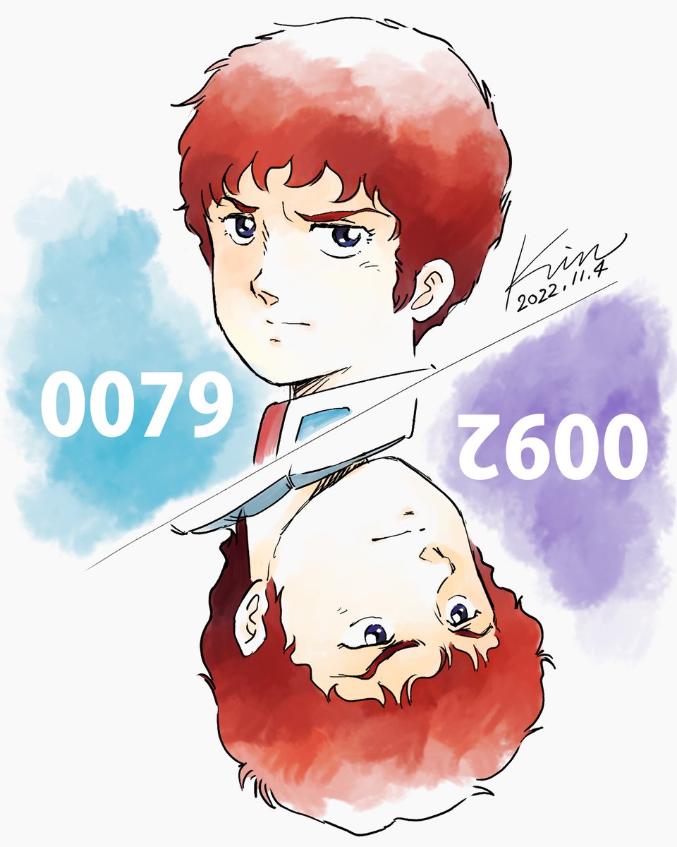 1boy dated male focus blue eyes signature red hair portrait  illustration images