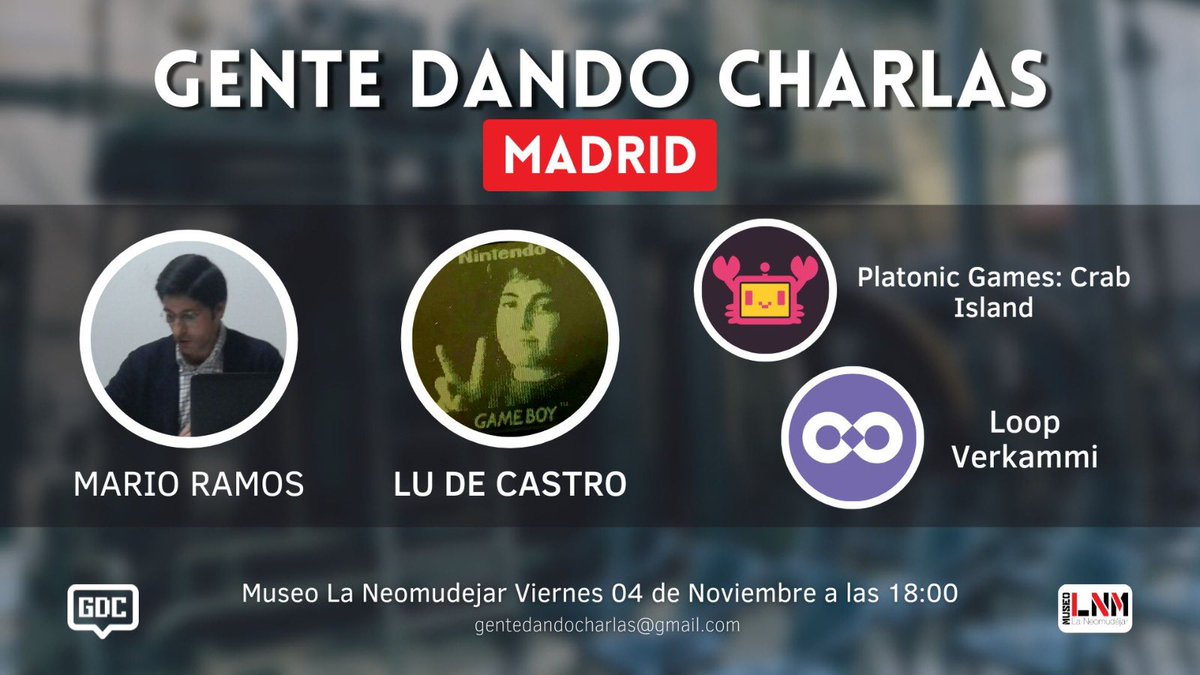 HOY NOS VEMOS EN GENTE DANDO CHARLAS MADRID!

Os recordamos que ya empieza a venir el frío, así que venir algo abrigados 😉 ❄️ Entrada libre de aforo 

📅 Hoy a las 18:00 
📍@LaNeomudejar (Madrid)

¡Os esperamos! 😄
#indiedev #videojuegos #gamedev