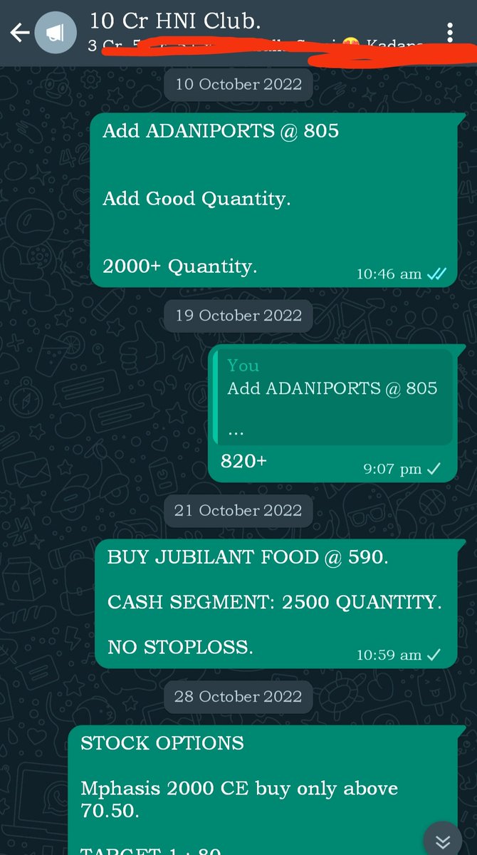 GroupHni's tweet photo. #JUBLFOOD Shared @ 590 to 620+

#ADANIPORTS Shared @ 805 to 850+

Exclusive for HNI &amp; high priority group maintained by Shreenivas India.

Very limited trades in this group.

Join with us - you will never leave us. https://t.co/h5bR5PbRR5